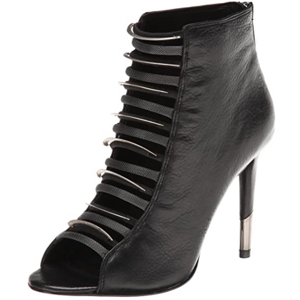Black Leather Hexx Caged Bootie